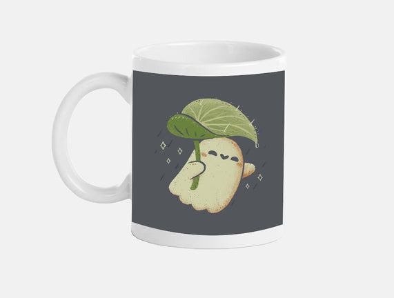 Cute Ghost With Leaf Umbrella