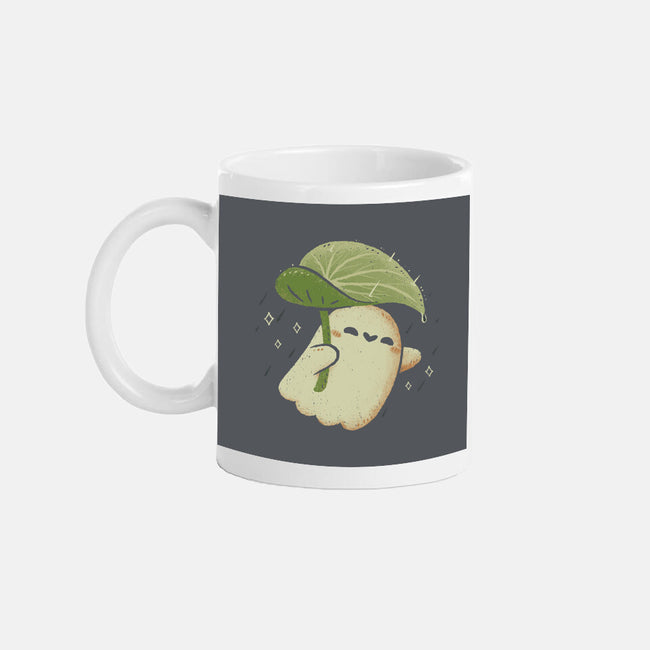 Cute Ghost With Leaf Umbrella-None-Mug-Drinkware-xMorfina