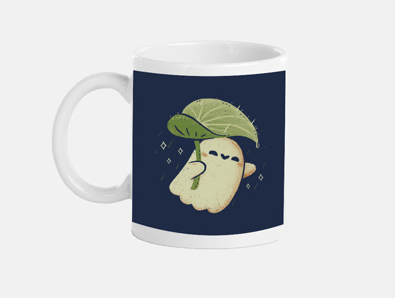 Cute Ghost With Leaf Umbrella