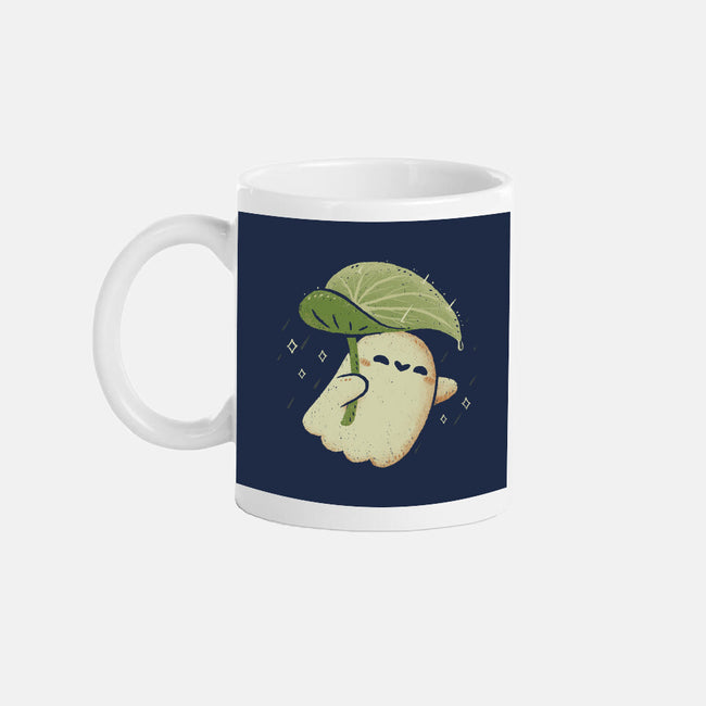 Cute Ghost With Leaf Umbrella-None-Mug-Drinkware-xMorfina