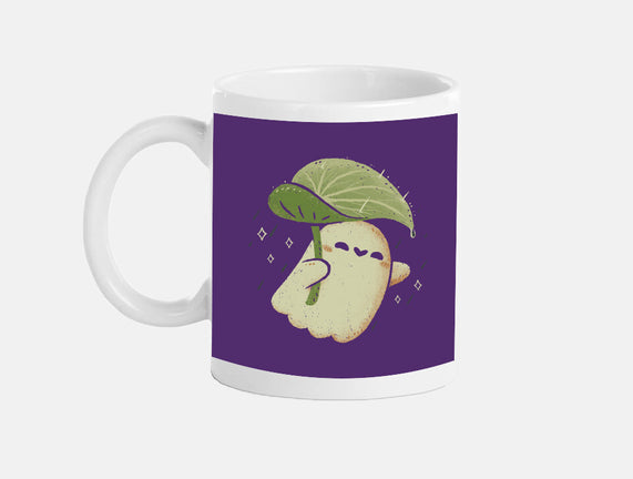 Cute Ghost With Leaf Umbrella