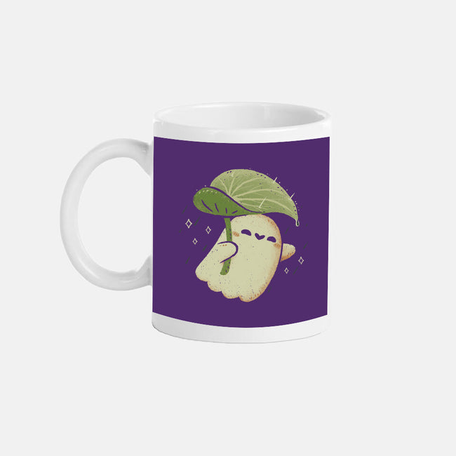 Cute Ghost With Leaf Umbrella-None-Mug-Drinkware-xMorfina
