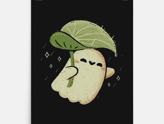 Cute Ghost With Leaf Umbrella