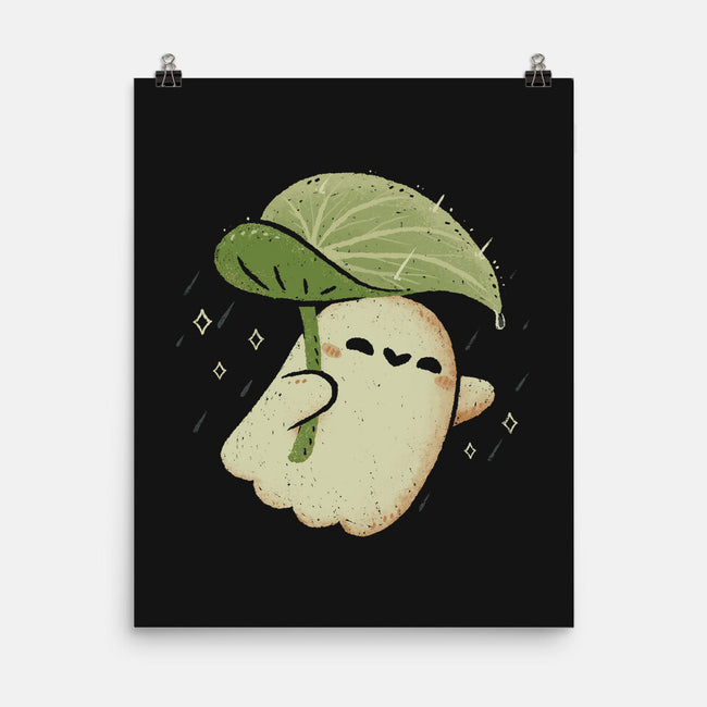 Cute Ghost With Leaf Umbrella-None-Matte-Poster-xMorfina