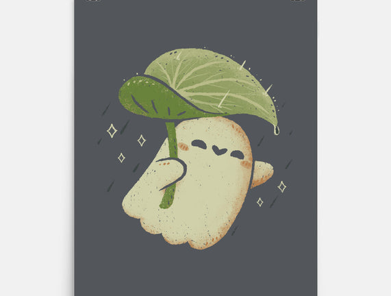 Cute Ghost With Leaf Umbrella