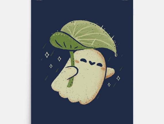 Cute Ghost With Leaf Umbrella