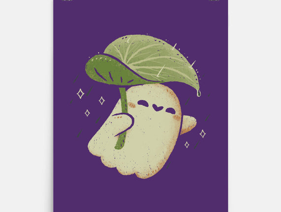 Cute Ghost With Leaf Umbrella
