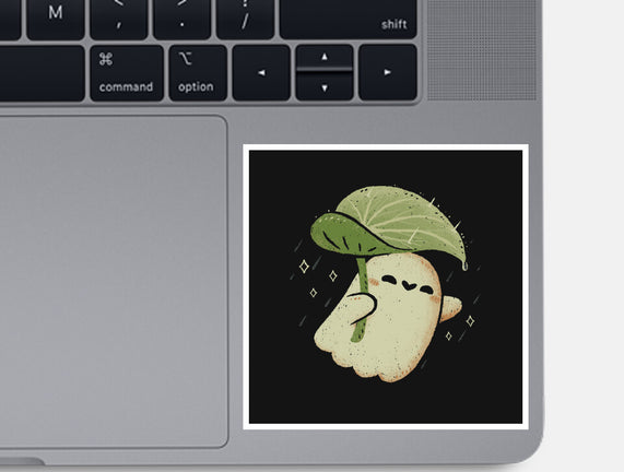 Cute Ghost With Leaf Umbrella