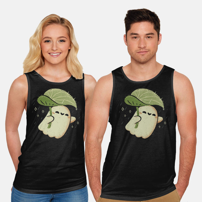 Cute Ghost With Leaf Umbrella-Unisex-Basic-Tank-xMorfina