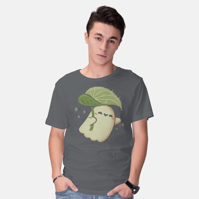 Cute Ghost With Leaf Umbrella-Mens-Basic-Tee-xMorfina