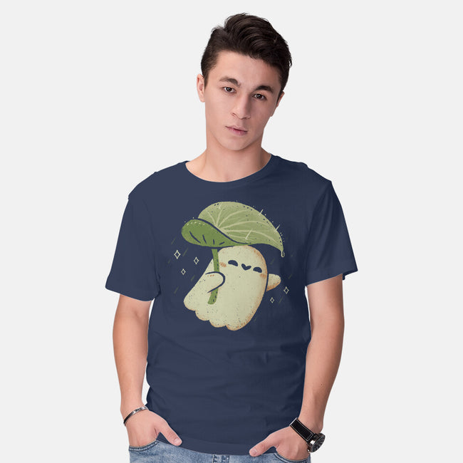 Cute Ghost With Leaf Umbrella-Mens-Basic-Tee-xMorfina