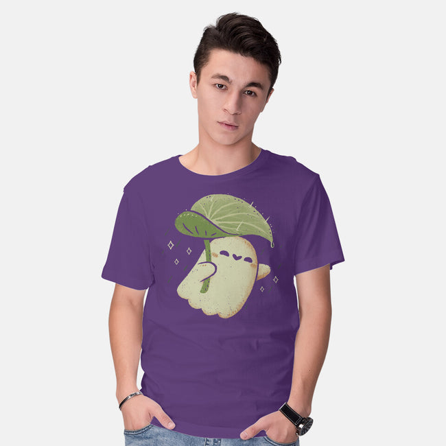 Cute Ghost With Leaf Umbrella-Mens-Basic-Tee-xMorfina