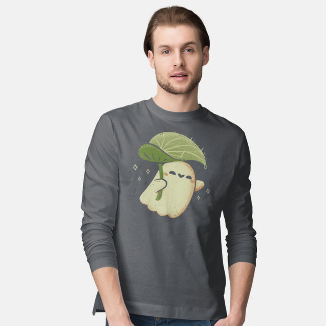 Cute Ghost With Leaf Umbrella-Mens-Long Sleeved-Tee-xMorfina