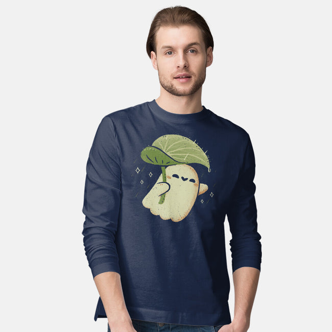 Cute Ghost With Leaf Umbrella-Mens-Long Sleeved-Tee-xMorfina