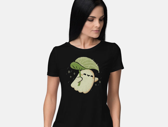 Cute Ghost With Leaf Umbrella