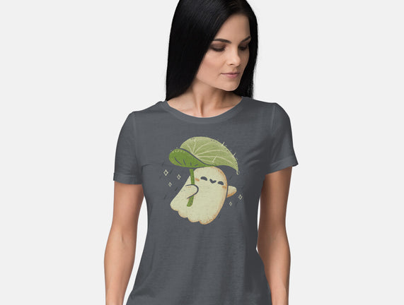 Cute Ghost With Leaf Umbrella