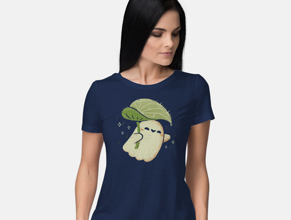 Cute Ghost With Leaf Umbrella