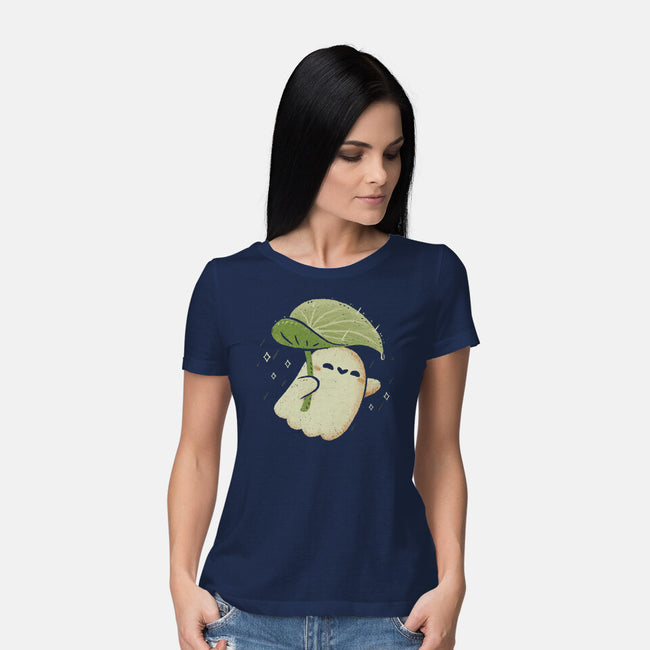 Cute Ghost With Leaf Umbrella-Womens-Basic-Tee-xMorfina