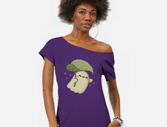 Cute Ghost With Leaf Umbrella