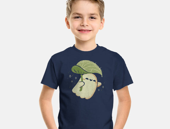 Cute Ghost With Leaf Umbrella