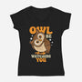 Owl Be Watching You-Womens-V-Neck-Tee-Boggs Nicolas