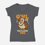 Owl Be Watching You-Womens-V-Neck-Tee-Boggs Nicolas