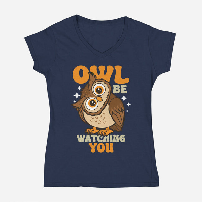 Owl Be Watching You-Womens-V-Neck-Tee-Boggs Nicolas