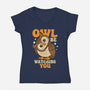 Owl Be Watching You-Womens-V-Neck-Tee-Boggs Nicolas
