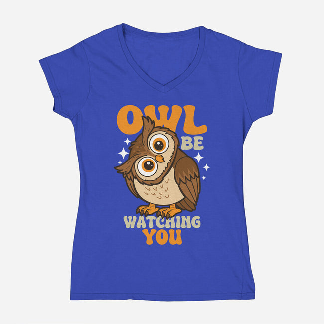 Owl Be Watching You-Womens-V-Neck-Tee-Boggs Nicolas