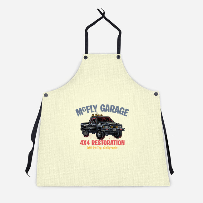 McFly Garage-Unisex-Kitchen-Apron-glitchygorilla