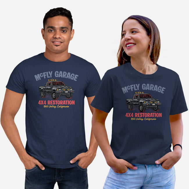 McFly Garage-Unisex-Basic-Tee-glitchygorilla