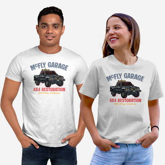 McFly Garage-Unisex-Basic-Tee-glitchygorilla
