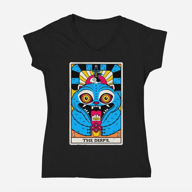 Derpy Tarot Card-Womens-V-Neck-Tee-rocketman_art