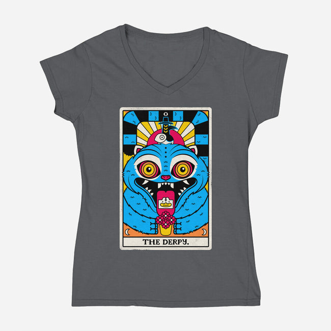Derpy Tarot Card-Womens-V-Neck-Tee-rocketman_art