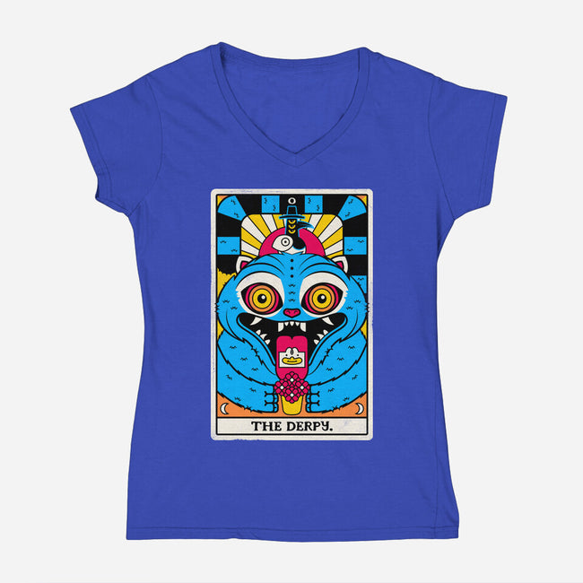 Derpy Tarot Card-Womens-V-Neck-Tee-rocketman_art