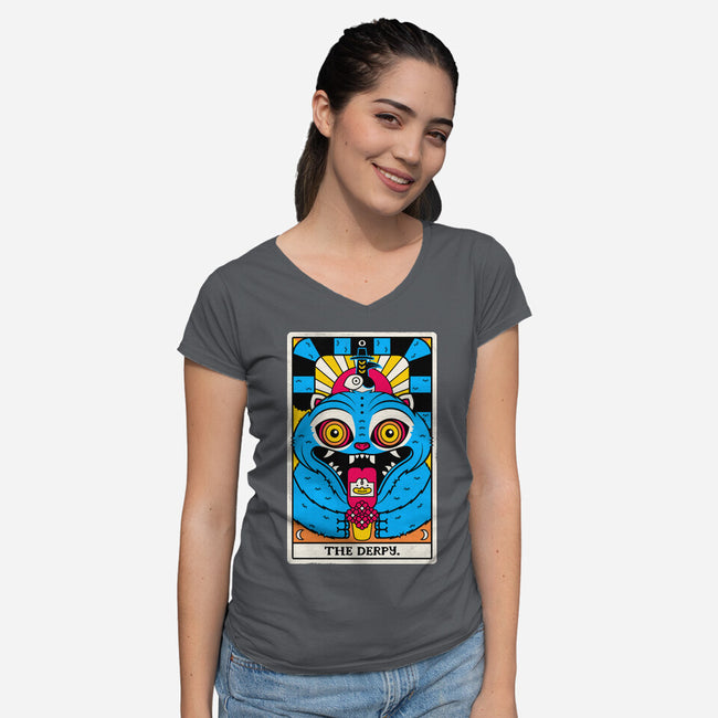 Derpy Tarot Card-Womens-V-Neck-Tee-rocketman_art