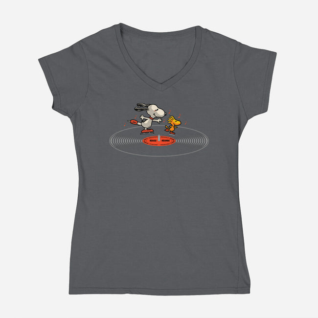 Beagle Records-Womens-V-Neck-Tee-erion_designs