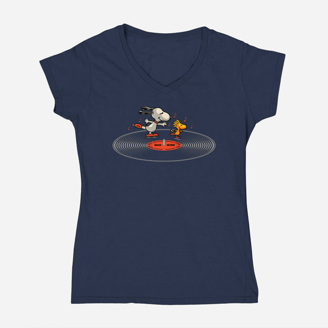 Beagle Records-Womens-V-Neck-Tee-erion_designs