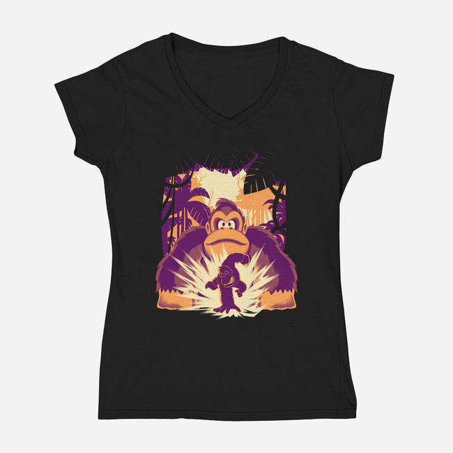Banana Mayhem-Womens-V-Neck-Tee-rmatix