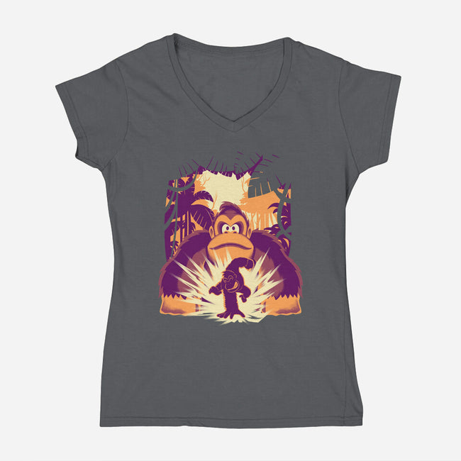 Banana Mayhem-Womens-V-Neck-Tee-rmatix