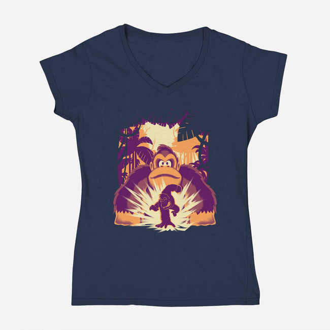 Banana Mayhem-Womens-V-Neck-Tee-rmatix