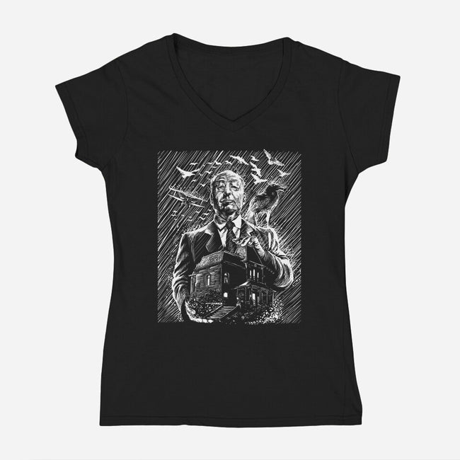Alfred Under The Rain-Womens-V-Neck-Tee-zascanauta