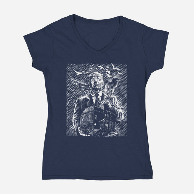 Alfred Under The Rain-Womens-V-Neck-Tee-zascanauta