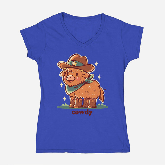 Howdy Cowdy-Womens-V-Neck-Tee-TechraNova