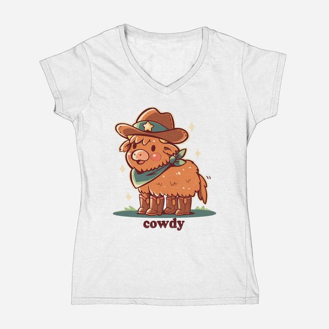 Howdy Cowdy-Womens-V-Neck-Tee-TechraNova