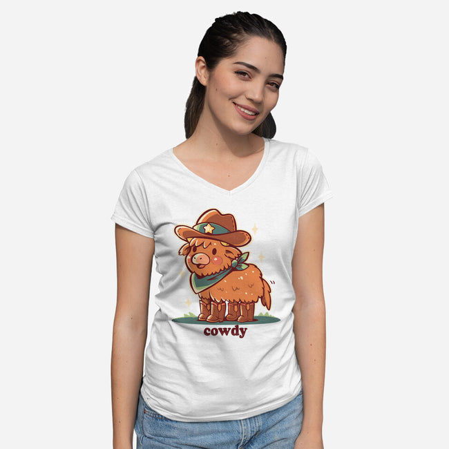 Howdy Cowdy-Womens-V-Neck-Tee-TechraNova