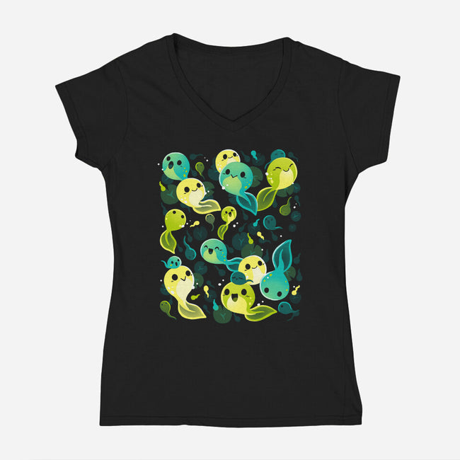 Tadpole Family-Womens-V-Neck-Tee-Vallina84