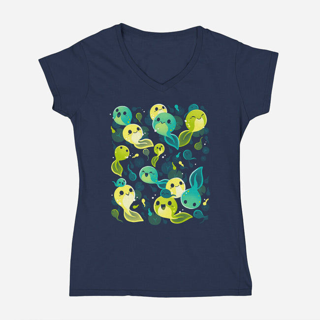 Tadpole Family-Womens-V-Neck-Tee-Vallina84