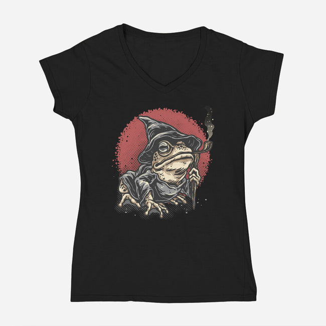 The Wizard Frog-Womens-V-Neck-Tee-glitchygorilla