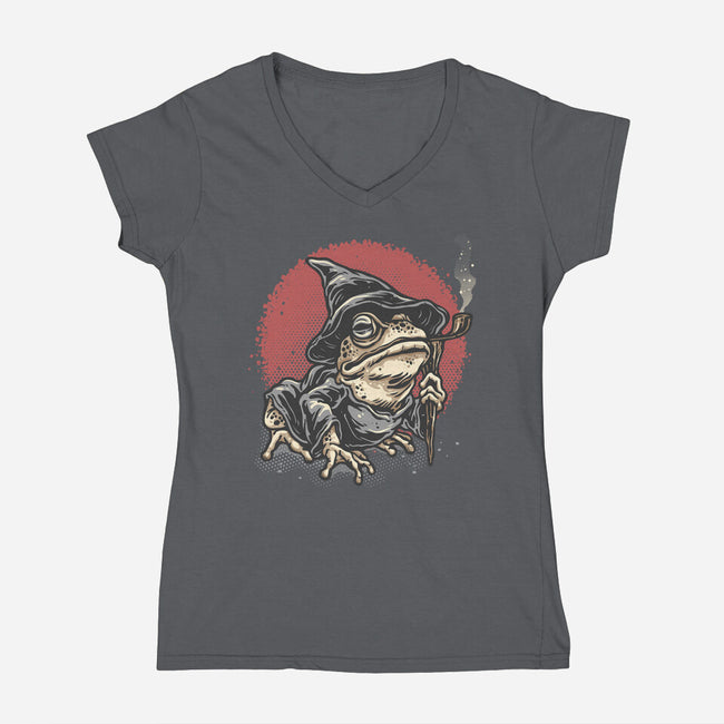 The Wizard Frog-Womens-V-Neck-Tee-glitchygorilla